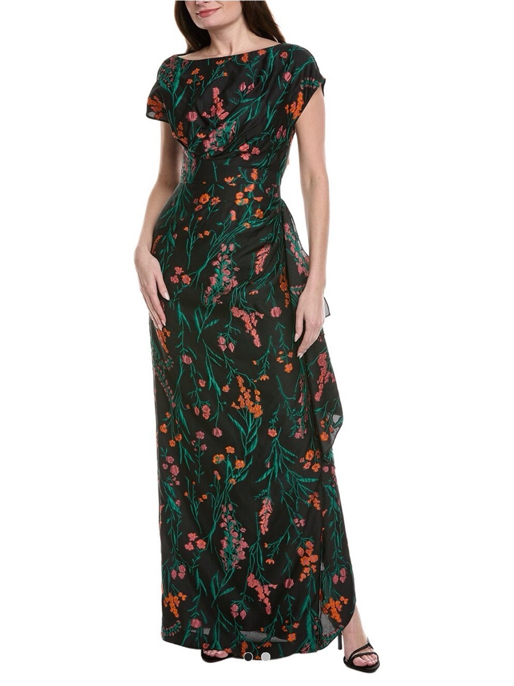 Lela rose Dark Green Floral Evening Gown